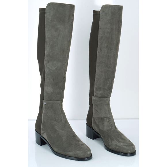 Stuart Weitzman Grey Suede Mezzaluna Stretch Riding Boots Size 5 NIB 5050 $665 - Picture 3 of 10